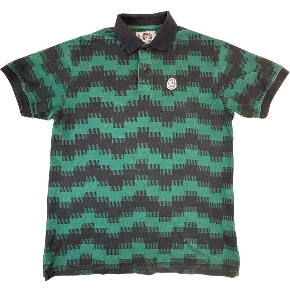 Billionaire Boys Club BBC Zig Zag Polo Mens Small Green Black Cotton Astronaut